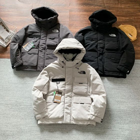 O NORTH FACE logotipo de cor sólida logotipo multi-bolso cordão com capuz casaco de algodão-4274  