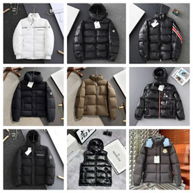 Moncler Michael carta impressão cor bloco zíper manga longa colarinho stand para baixo jaqueta-4289  