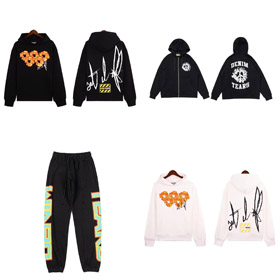 Lágrimas de denim Lágrimas de denim x OFFSET série conjunta explosão chama Kapok impressão com capuz suéter-4434  