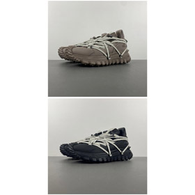 Moncler x RICK OWENS Trailgrip Megalace couro round-toe elástico sapatos casuais de baixo topo-5115  