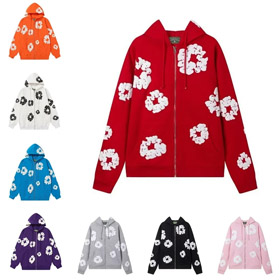 Lágrimas de denim elegante e versátil com capuz zip-up sweater-5143  