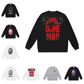 Um BATHING APE BAPE Camuflagem Carta Ape Impressão Crewneck Sweatshirt-5145  