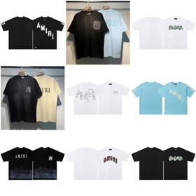 AMIRI carta padrão pescoço tripulação manga curta camiseta-5151  