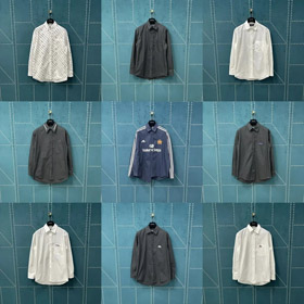 Balenciaga cor sólida colado botão-para baixo camisa de manga longa-5163  