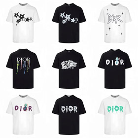 Dior logo-impressão amplo pescoço tripulação manga curta camiseta-5172  