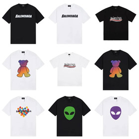 Balenciaga novo tecido de duas camadas impresso camiseta de manga curta-5177  