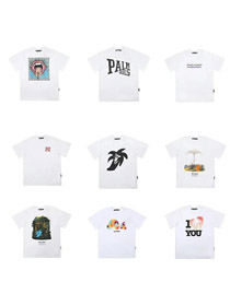 Palm Anjos pescoço tripulação algodão camiseta de manga curta com impressão de palmeira-5180  