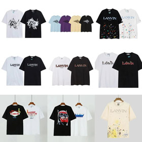 Galeria Dept x Lanvin bordado e impresso splatter pintura manga curta T-shirt-5182  