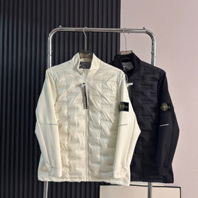 Ilha de pedra jaqueta leve com colarinho stand-up e botão fechamento-5189  