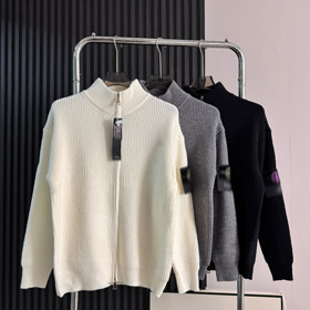 Stone Island suéter de malha solto com fechamento de zíper-5233  