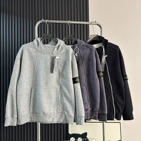 Stone Island estilo clássico cardigan suéter com capuz e fechamento de zíper-5264  