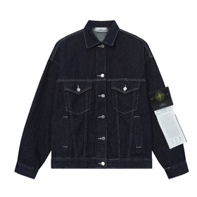 Stone Island vintage lavado jaqueta de denim de cor sólida-5265  