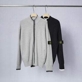 Ilha de pedra zip-up stand-collar de malha cardigan jaqueta-5266  