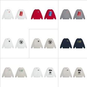 Stussy clássico logotipo impressão preto 8 bola crewneck sweater-5279  