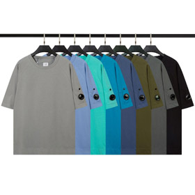 C.P empresa casual solto pescoço tripulação fio duplo manga curta camiseta-5291  