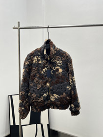 Louis Vuitton LV nova reversível stand-collar jacquard pele de cordeiro jaqueta-5305  