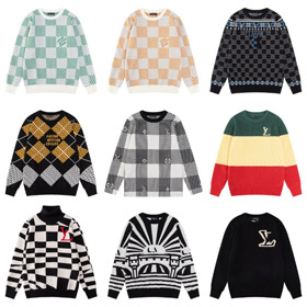 Louis Vuitton (LV) novo quadrado padrão carta jacquard malha suéter-5314  