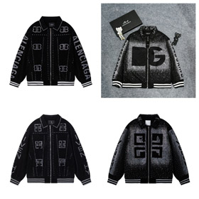 Balenciaga Givenchy veludo bordado strass casual solto casaco de beisebol dos homens-5328  