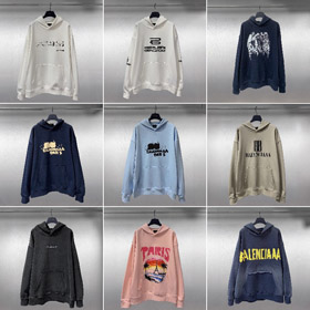 Balenciaga high-end impresso solto-ajuste puro algodão com capuz suéter-5336  