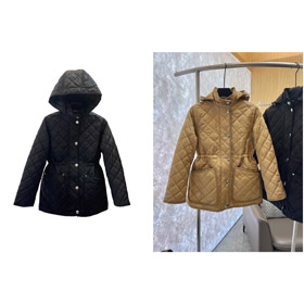 A nova jaqueta de algodão em quadrado de comprimento médio com diamantes da Burberry oferece calor e estilo-5341  