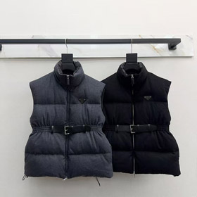 Prada novo colete de colar com logotipo e cintura ajustável-5354  