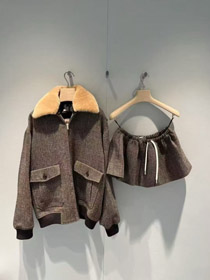 Miu Miu novo terno de lã estilo vintage com chapa bordada jaqueta-5366  