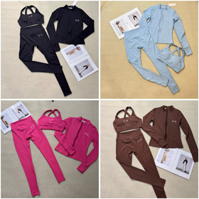 ALO nova cor contrastante bordado com zíper yoga e treino set-5367  