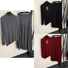 Loro Piana novo conjunto de malha de lã com hema inclinada irregular-5384  