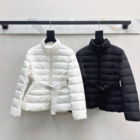 Dior novo design stand-collar zip-up jaqueta para baixo com cintura cintura-5388  