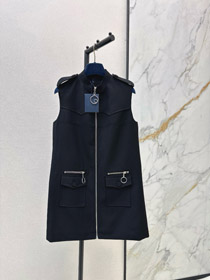 Louis Vuitton (LV) novo design vestido sem mangas com zíper e colarinho stand-up-5389  