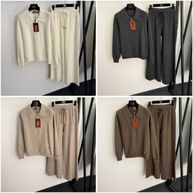 Loro Piana novo suéter de malha com meio zip e calças-5406  