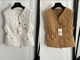 Moncler novo colete de algodão de bolso de linho com zíper acolchotado-5415  