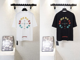 Chrome corações CH nova carta colorida sânscrito bordado manga curta T-shirt-5418  