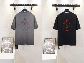 Chrome Hearts CH novo tecido lavado bordado camiseta de manga curta-5421  