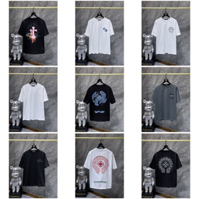 Chrome corações CH novo bordado solto-ajuste manga curta T-shirt-5426  