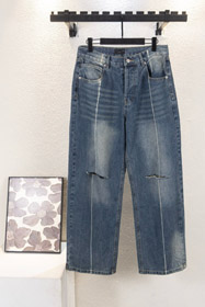 Balenciaga estilo vintage novo rasgado e lavado solto wide-leg jeans-5432  