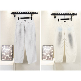 Calças casuais em denim de perna larga com corbata de estilo vintage da Balenciaga-5433  