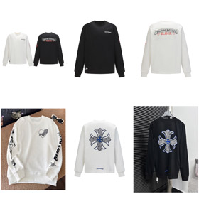 Chrome corações CH cruz impressão sânscrito dupla camada algodão manga longa camiseta-5437  