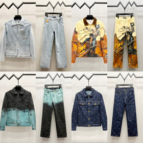 Louis Vuitton LV nova coleção full logo bordado gradiente denim set-5478  