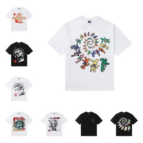 Inferno estrela Retro impressão puro algodão camiseta de manga curta-5512  