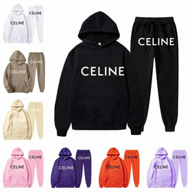 Celine Nova Impressão Carta Loose-Fitting Hooded Sweatshirt Set-5516  