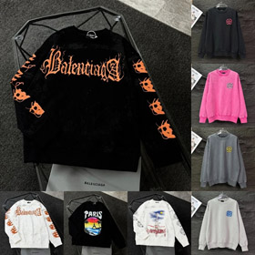 Balenciaga 100% algodão impresso pescoço tripulação suéter-5529  