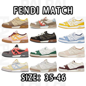 Fendi redondo dedo do pé Lace-up Low-top moda tênis-5587  