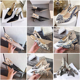 Dior ponta-pé slingback gatinho bombas de calcanhar com detalhe arco-5613  