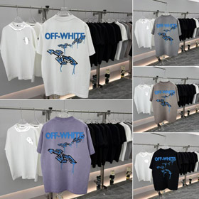 OFF-WHITE nova chegada carta impressão pescoço tripulação manga curta T-shirt-5621  