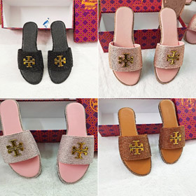Sandálias planas Tory Burch com adornos strass-5647  