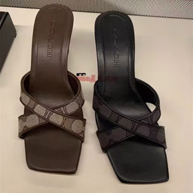 Coach pé quadrado calcanhar cunha slip-on sandálias-5653  