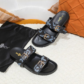 GalxBoy mais tamanho metal duplo fivela sandálias-5654  