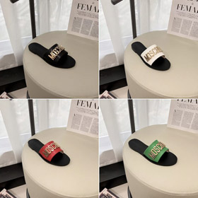 Moschino colorido couro redondo-pé sandálias planas-5657  