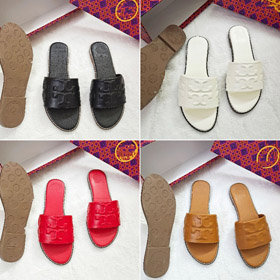 Tory Burch novo todo-couro plana slide sandálias-5663  